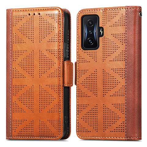 Funda de Cuero Cartera con Soporte Carcasa S03D para Xiaomi Redmi K50 Gaming 5G Marron