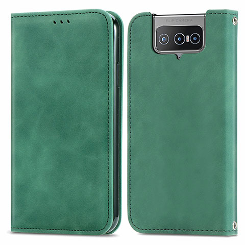 Funda de Cuero Cartera con Soporte Carcasa S04D para Asus Zenfone 7 Pro ZS671KS Verde