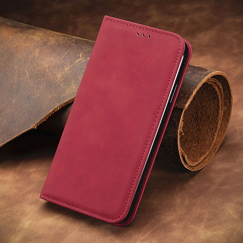 Funda de Cuero Cartera con Soporte Carcasa S04D para Asus Zenfone 8 ZS590KS Rojo