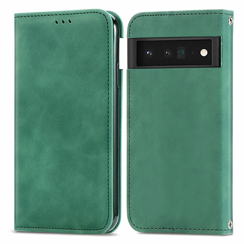 Funda de Cuero Cartera con Soporte Carcasa S04D para Google Pixel 6 5G Verde