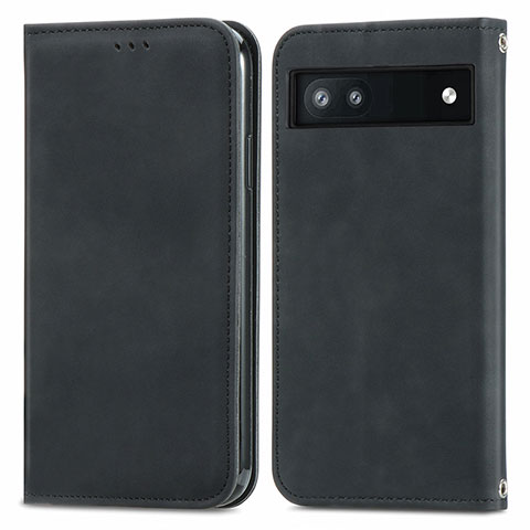 Funda de Cuero Cartera con Soporte Carcasa S04D para Google Pixel 6a 5G Negro