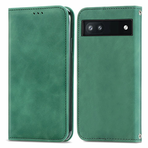 Funda de Cuero Cartera con Soporte Carcasa S04D para Google Pixel 6a 5G Verde