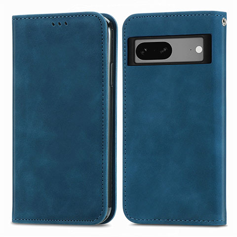 Funda de Cuero Cartera con Soporte Carcasa S04D para Google Pixel 7 5G Azul