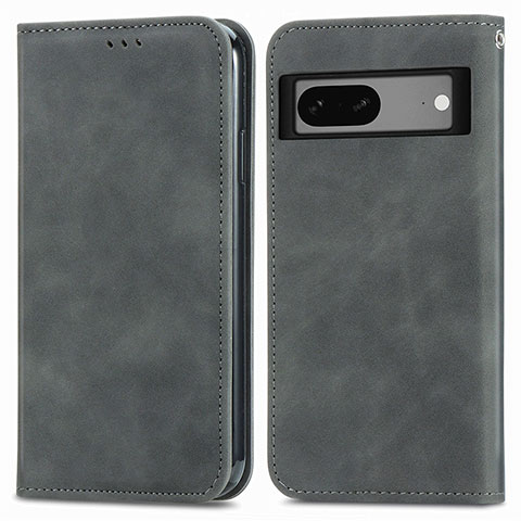 Funda de Cuero Cartera con Soporte Carcasa S04D para Google Pixel 7 5G Gris