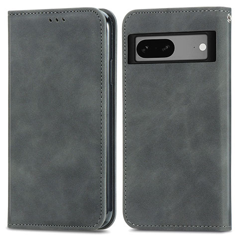 Funda de Cuero Cartera con Soporte Carcasa S04D para Google Pixel 7a 5G Gris