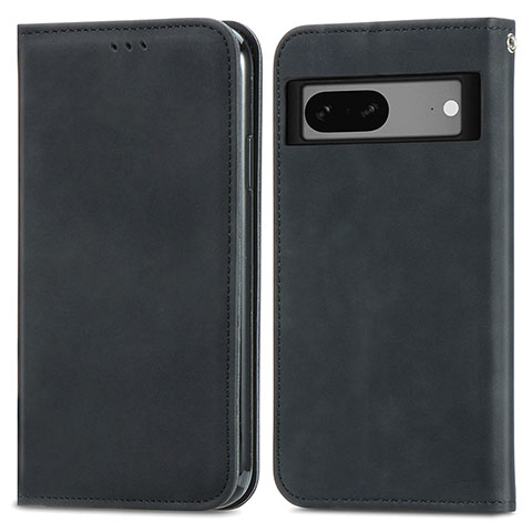 Funda de Cuero Cartera con Soporte Carcasa S04D para Google Pixel 7a 5G Negro