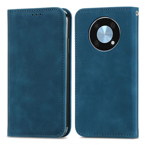 Funda de Cuero Cartera con Soporte Carcasa S04D para Huawei Enjoy 50 Pro Azul