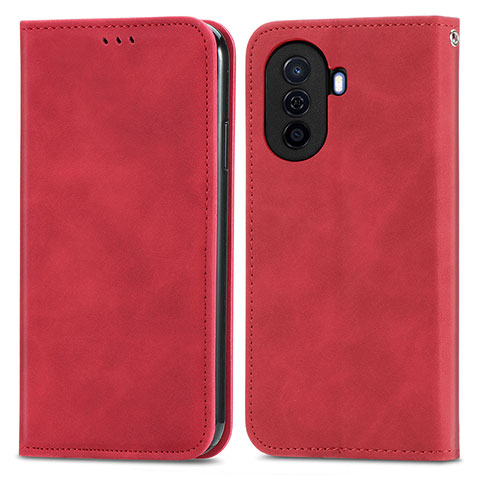 Funda de Cuero Cartera con Soporte Carcasa S04D para Huawei Enjoy 50 Rojo