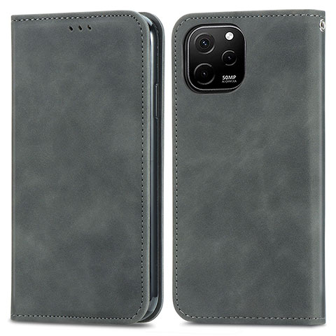 Funda de Cuero Cartera con Soporte Carcasa S04D para Huawei Enjoy 50z Gris