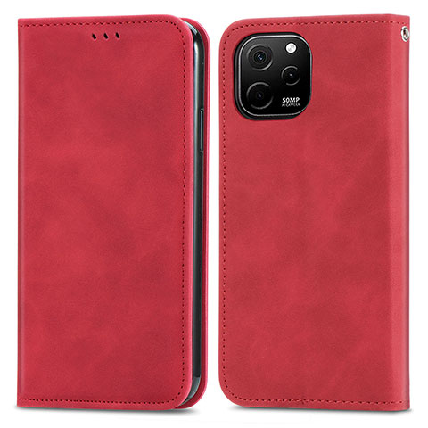 Funda de Cuero Cartera con Soporte Carcasa S04D para Huawei Enjoy 50z Rojo