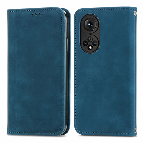 Funda de Cuero Cartera con Soporte Carcasa S04D para Huawei Honor 50 5G Azul