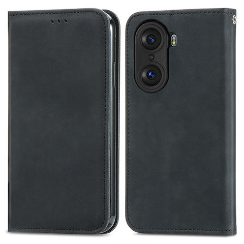 Funda de Cuero Cartera con Soporte Carcasa S04D para Huawei Honor 60 5G Negro