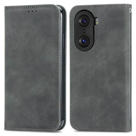 Funda de Cuero Cartera con Soporte Carcasa S04D para Huawei Honor 60 Pro 5G Gris