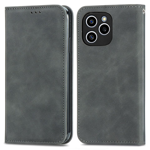 Funda de Cuero Cartera con Soporte Carcasa S04D para Huawei Honor 60 SE 5G Gris