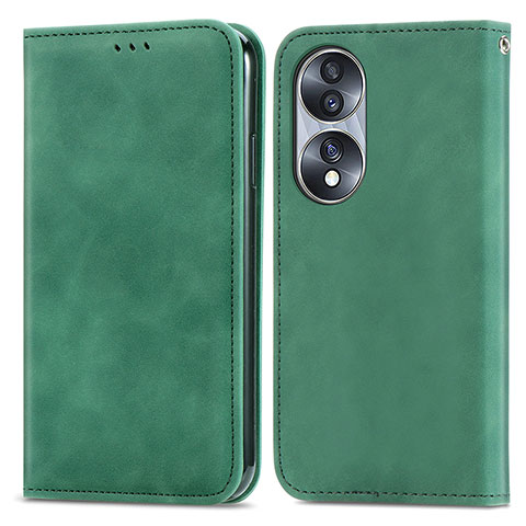 Funda de Cuero Cartera con Soporte Carcasa S04D para Huawei Honor 70 5G Verde