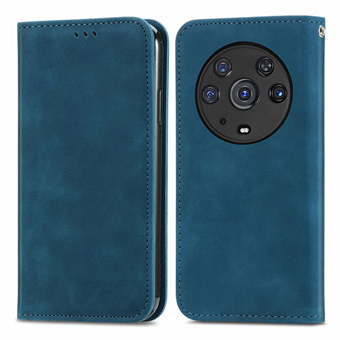 Funda de Cuero Cartera con Soporte Carcasa S04D para Huawei Honor Magic3 Pro 5G Azul