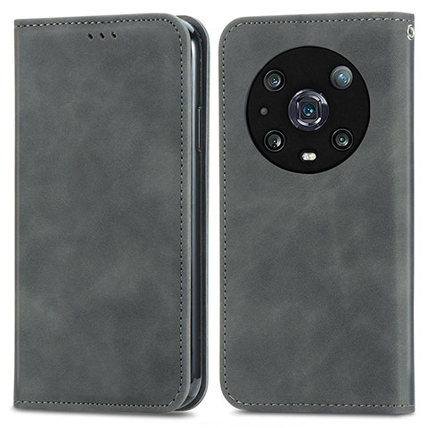 Funda de Cuero Cartera con Soporte Carcasa S04D para Huawei Honor Magic4 Pro 5G Gris