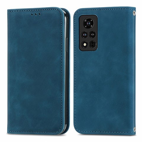 Funda de Cuero Cartera con Soporte Carcasa S04D para Huawei Honor V40 5G Azul