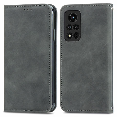 Funda de Cuero Cartera con Soporte Carcasa S04D para Huawei Honor V40 5G Gris