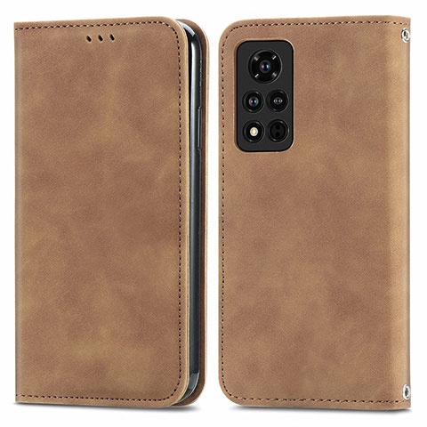 Funda de Cuero Cartera con Soporte Carcasa S04D para Huawei Honor V40 5G Marron