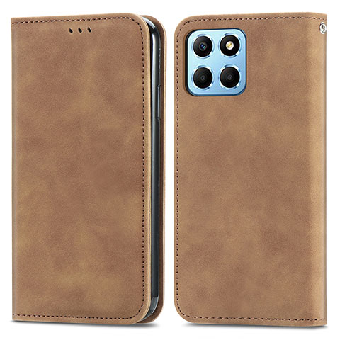 Funda de Cuero Cartera con Soporte Carcasa S04D para Huawei Honor X6S Marron