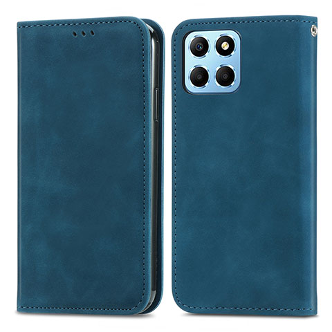 Funda de Cuero Cartera con Soporte Carcasa S04D para Huawei Honor X8 5G Azul