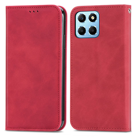 Funda de Cuero Cartera con Soporte Carcasa S04D para Huawei Honor X8 5G Rojo