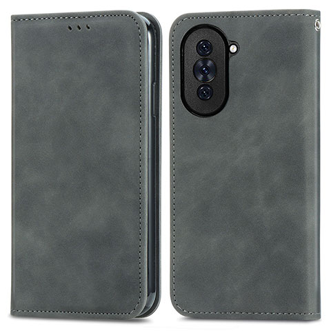 Funda de Cuero Cartera con Soporte Carcasa S04D para Huawei Nova 10 Gris