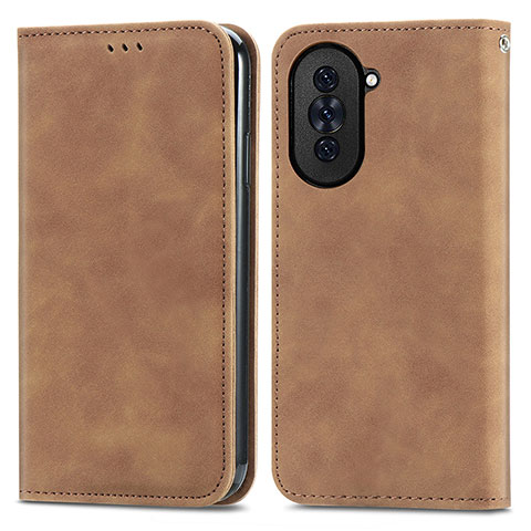 Funda de Cuero Cartera con Soporte Carcasa S04D para Huawei Nova 10 Marron