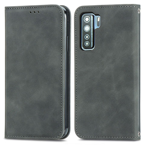 Funda de Cuero Cartera con Soporte Carcasa S04D para Huawei Nova 7 SE 5G Gris