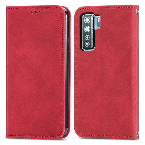 Funda de Cuero Cartera con Soporte Carcasa S04D para Huawei Nova 7 SE 5G Rojo