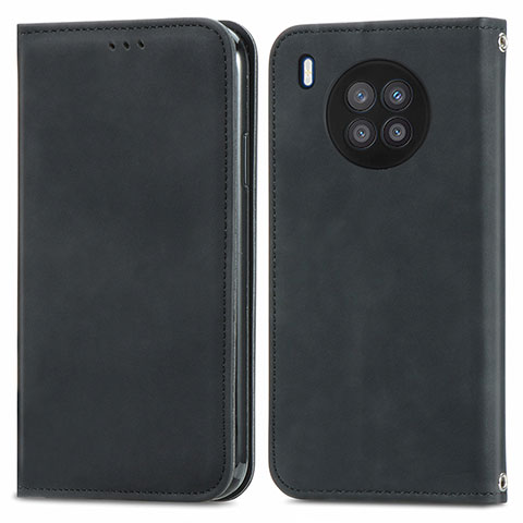 Funda de Cuero Cartera con Soporte Carcasa S04D para Huawei Nova 8i Negro