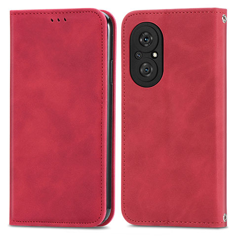 Funda de Cuero Cartera con Soporte Carcasa S04D para Huawei Nova 9 SE Rojo