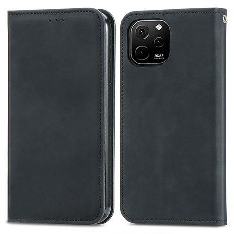 Funda de Cuero Cartera con Soporte Carcasa S04D para Huawei Nova Y61 Negro