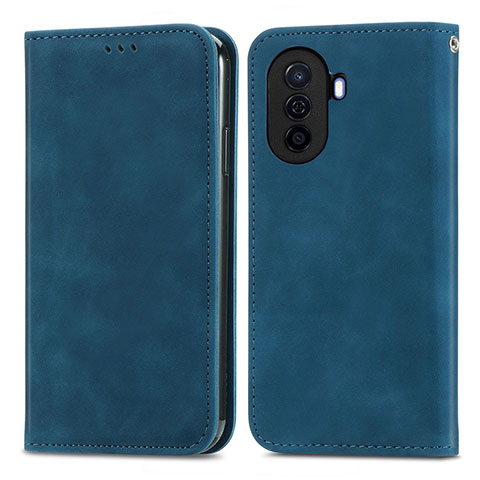 Funda de Cuero Cartera con Soporte Carcasa S04D para Huawei Nova Y70 Azul