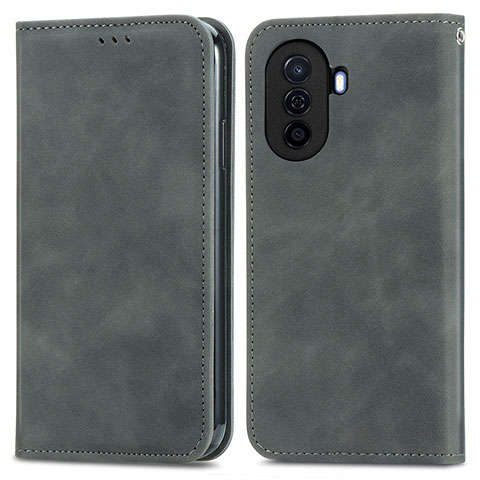 Funda de Cuero Cartera con Soporte Carcasa S04D para Huawei Nova Y71 Gris