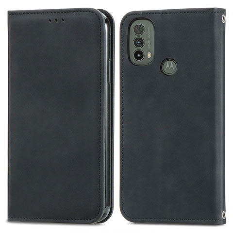 Funda de Cuero Cartera con Soporte Carcasa S04D para Motorola Moto E20 Negro