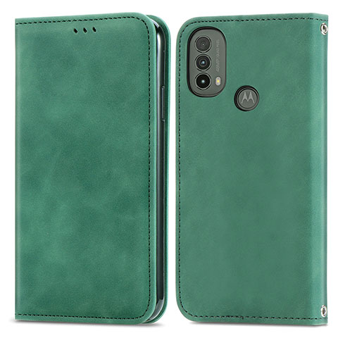 Funda de Cuero Cartera con Soporte Carcasa S04D para Motorola Moto E30 Verde