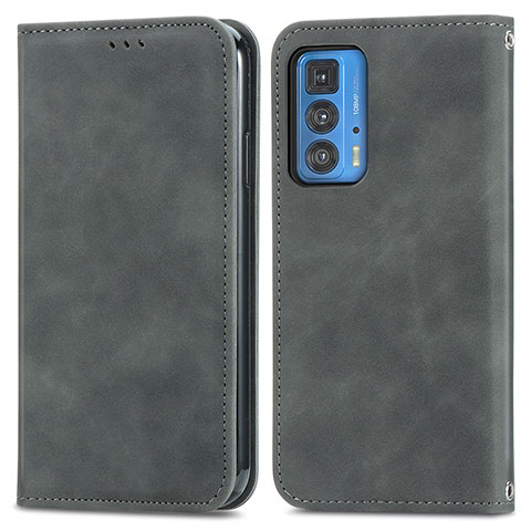 Funda de Cuero Cartera con Soporte Carcasa S04D para Motorola Moto Edge 20 Pro 5G Gris