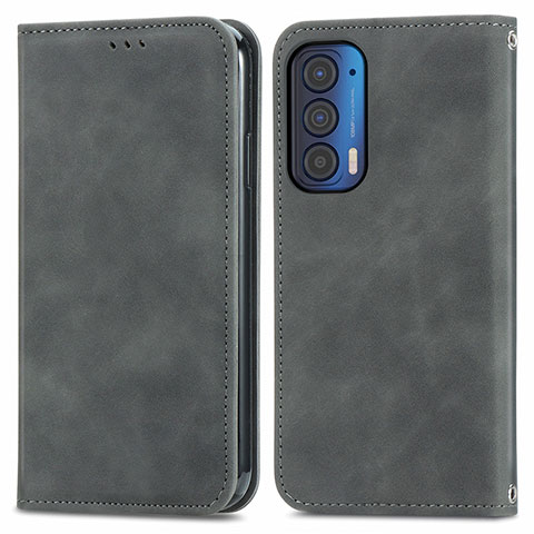 Funda de Cuero Cartera con Soporte Carcasa S04D para Motorola Moto Edge (2021) 5G Gris