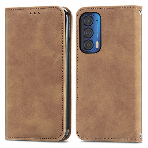 Funda de Cuero Cartera con Soporte Carcasa S04D para Motorola Moto Edge (2021) 5G Marron