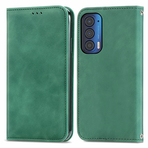 Funda de Cuero Cartera con Soporte Carcasa S04D para Motorola Moto Edge (2021) 5G Verde