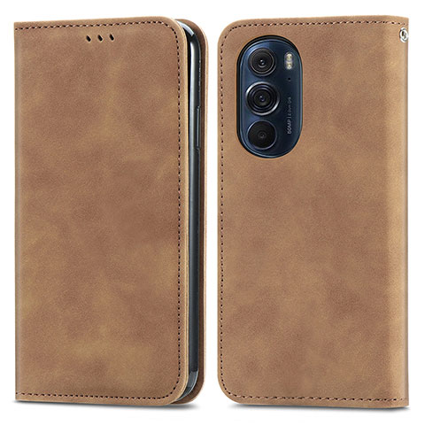 Funda de Cuero Cartera con Soporte Carcasa S04D para Motorola Moto Edge 30 Pro 5G Marron