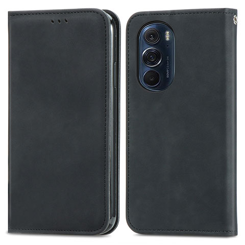 Funda de Cuero Cartera con Soporte Carcasa S04D para Motorola Moto Edge 30 Pro 5G Negro