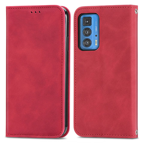 Funda de Cuero Cartera con Soporte Carcasa S04D para Motorola Moto Edge S Pro 5G Rojo