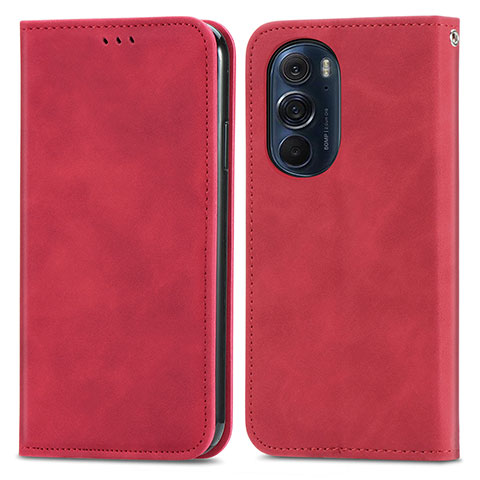 Funda de Cuero Cartera con Soporte Carcasa S04D para Motorola Moto Edge X30 5G Rojo