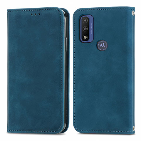 Funda de Cuero Cartera con Soporte Carcasa S04D para Motorola Moto G Pure Azul