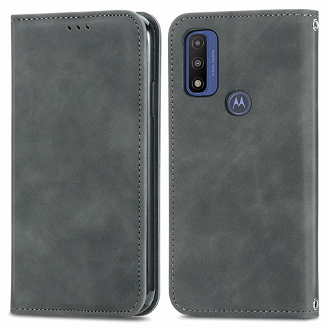 Funda de Cuero Cartera con Soporte Carcasa S04D para Motorola Moto G Pure Gris