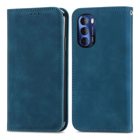 Funda de Cuero Cartera con Soporte Carcasa S04D para Motorola Moto G Stylus (2022) 5G Azul