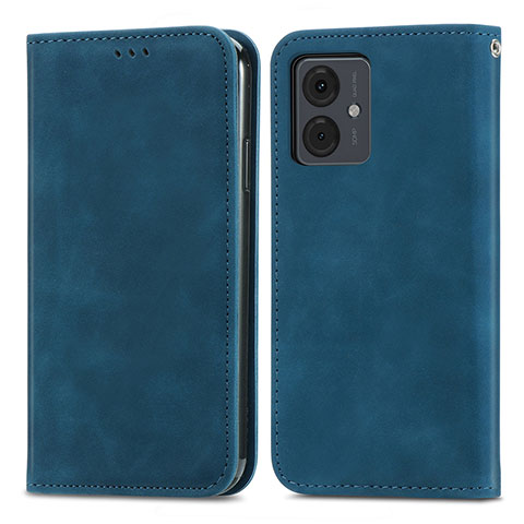 Funda de Cuero Cartera con Soporte Carcasa S04D para Motorola Moto G14 Azul